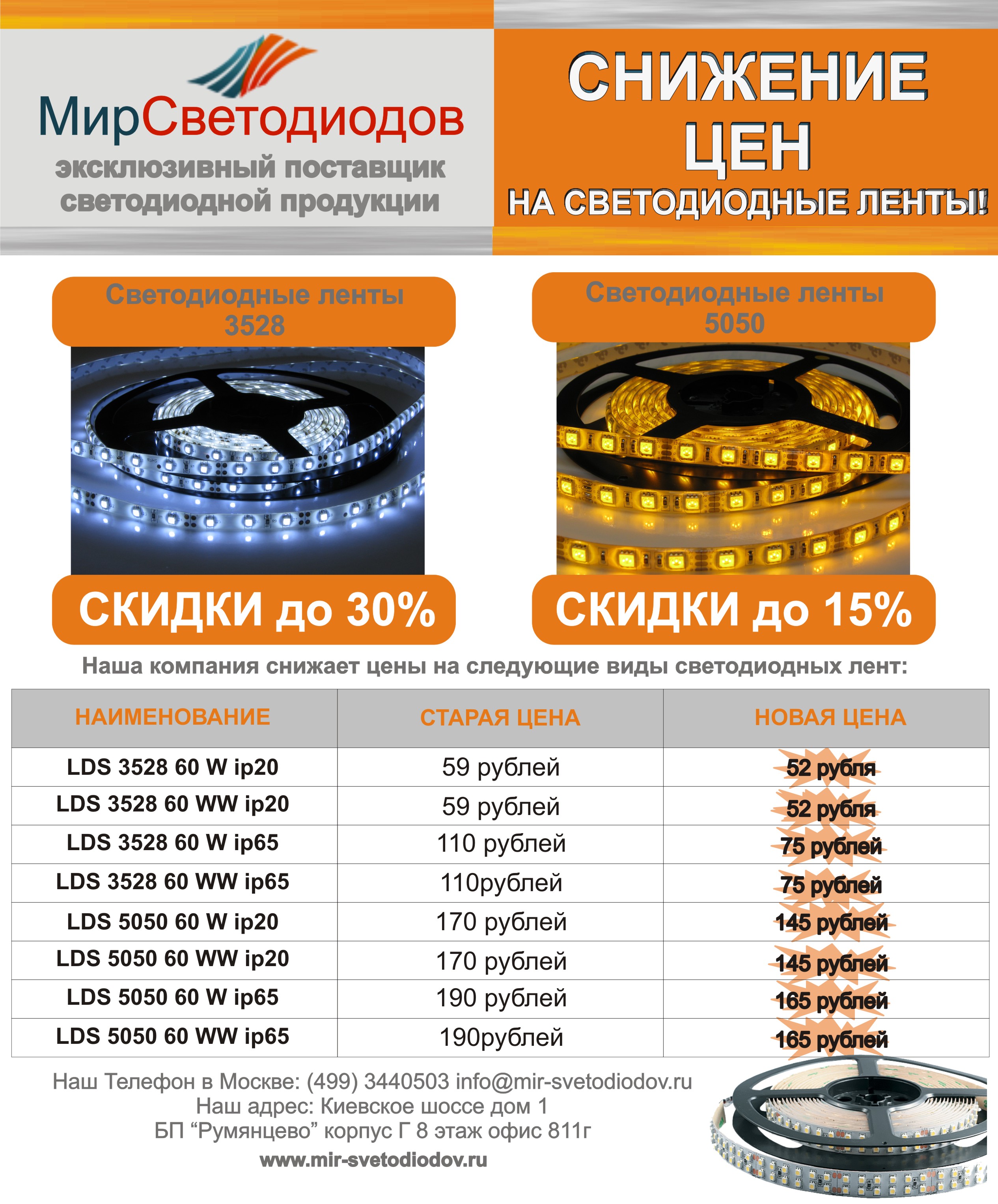 Снижение цен на светодиодные ленты с 1 мая 2013 года